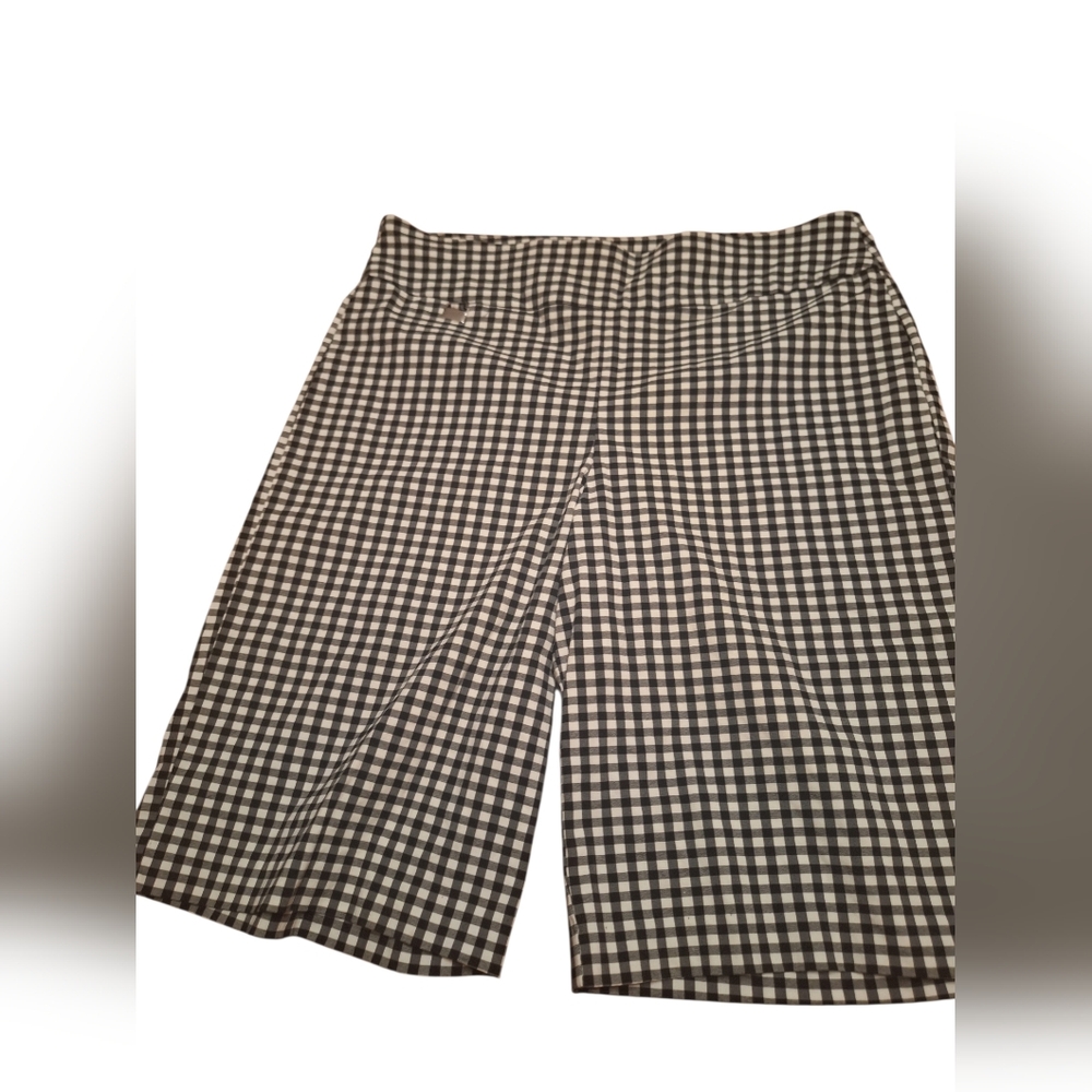 ATTYRE Checked Black / White STRETCHY SHORTS Bermuda 36 inch Waist 60's look - Picture 3 of 4